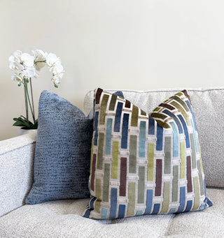 Linea Ocean Geometric Velvet Throw Pillow