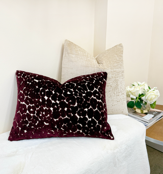 Aubergine Leopard Velvet Throw Pillow