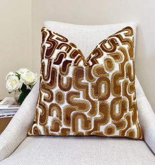 Bronze Groove Velvet Throw Pillow