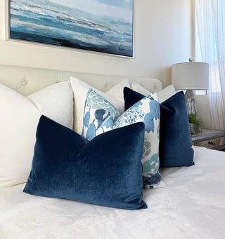 Indigo Blue Solid Velvet Pillow