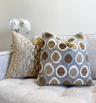 Beige Swirl Velvet Throw Pillow