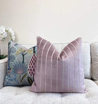 Mauve Stripe Velvet Throw Pillow