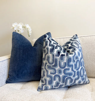 Blue Groove Velvet Throw Pillow