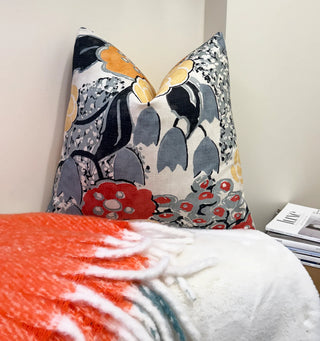 Thibaut Laura Coral and Black Throw Pillow