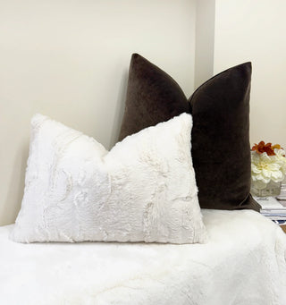 Cream Faux Fur Throw Pillow