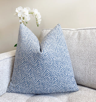 Blue Chevron Throw Pillow