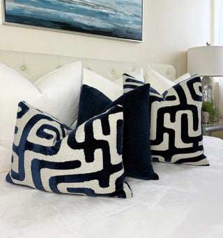 Navy Flux Velvet Throw Pillow