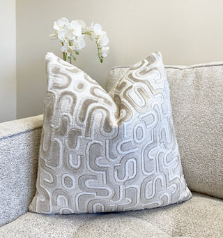 Ivory Groove Velvet Throw Pillow