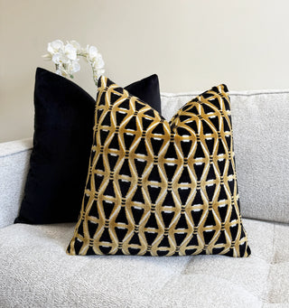 Gold Deco Velvet Throw Pillow