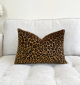 Bronze Black Leopard Velvet Throw Pillow