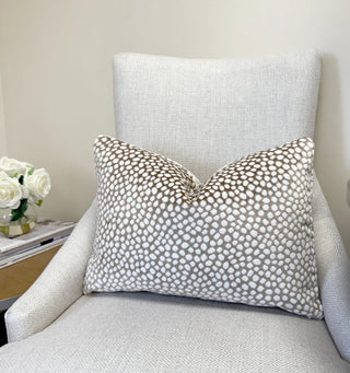 Tan and Cream Pebble Velvet Throw Pillow
