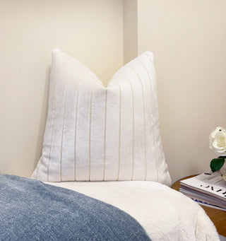 Ivory Stripe Velvet Throw Pillow