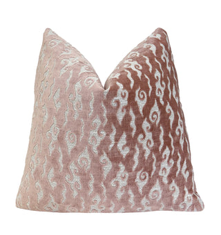 Blush Pink Swirl Velvet Throw Pillow