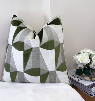 Green Prism Velvet Throw Pillow