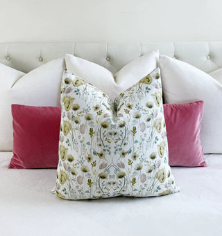 Cream Wildflower Throw Pillow