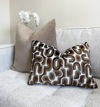 Walnut Groove Velvet Throw Pillow