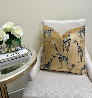 Golden Safari Velvet Throw Pillow