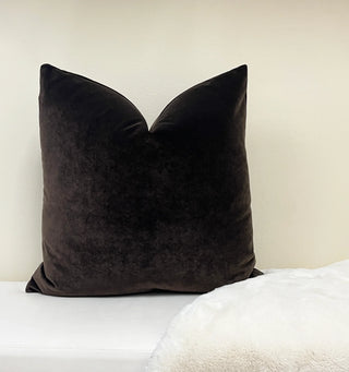Brown Solid Velvet Throw Pillow