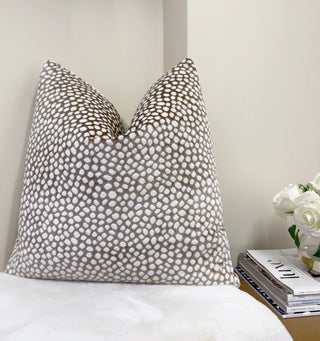 Tan and Cream Pebble Velvet Throw Pillow