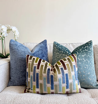 Linea Ocean Geometric Velvet Throw Pillow
