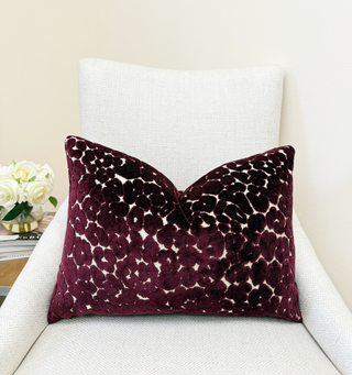 Aubergine Leopard Velvet Throw Pillow