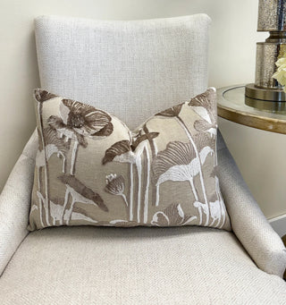 Mushroom Poppy Velvet Throw Pillow