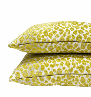 Lemon Citrine Leopard Velvet Throw Pillow