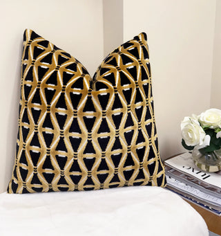 Gold Deco Velvet Throw Pillow