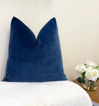 Indigo Blue Solid Velvet Pillow