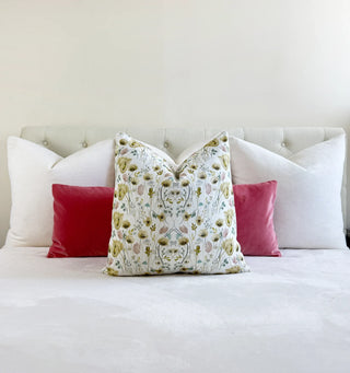 Cream Wildflower Throw Pillow