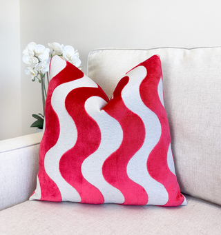 Dragonfruit Wave Velvet Throw Pillow