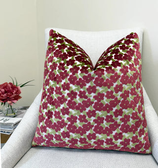 Berry Daisy Velvet Throw Pillow