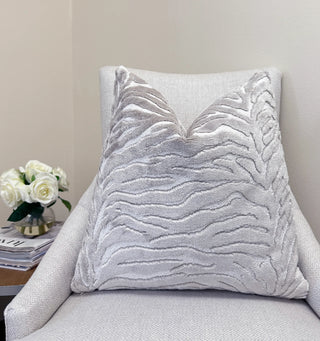 Pearl Zebra Velvet Throw Pillow