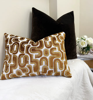 Bronze Groove Velvet Throw Pillow