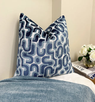 Blue Groove Velvet Throw Pillow