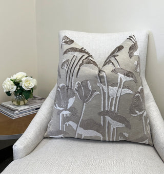 Mushroom Poppy Velvet Throw Pillow