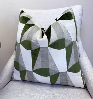 Green Prism Velvet Throw Pillow
