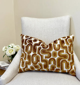 Bronze Groove Velvet Throw Pillow