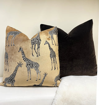 Brown Solid Velvet Throw Pillow