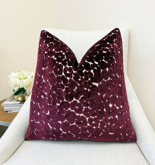 Aubergine Leopard Velvet Throw Pillow