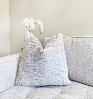 Pearl Zebra Velvet Throw Pillow