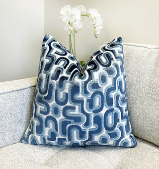 Blue Groove Velvet Throw Pillow
