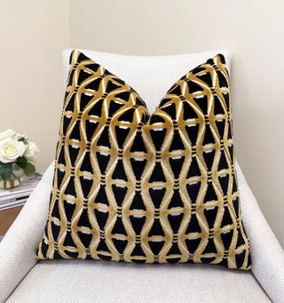 Gold Deco Velvet Throw Pillow