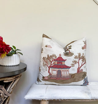 Red Pagoda Throw Pillow