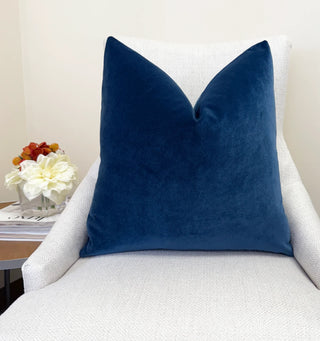 Indigo Blue Solid Velvet Pillow