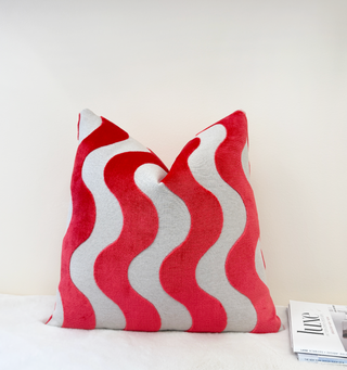 Dragonfruit Wave Velvet Throw Pillow