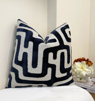 Navy Flux Velvet Throw Pillow