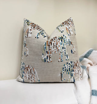 Marching Elephants Velvet Throw Pillow