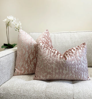 Blush Pink Swirl Velvet Throw Pillow