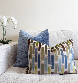 Linea Ocean Geometric Velvet Throw Pillow